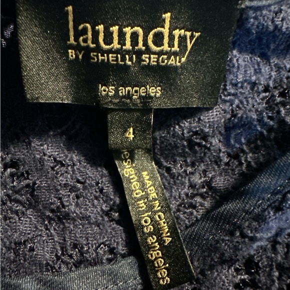 Laundry By Shelli Segal Navy Lace 3/4 Sleeve Dress - Picture 7 of 8